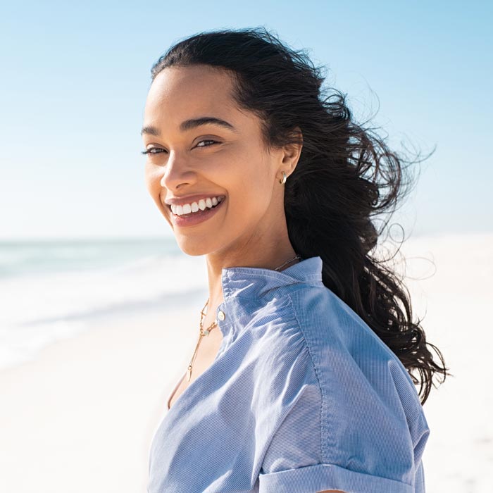 young woman on beach